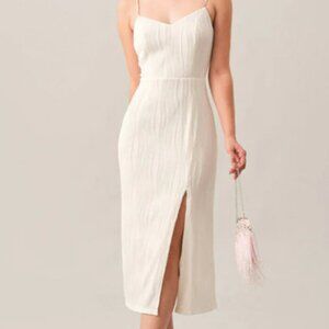 Pearl Strap White Midi Dress (Rihoas) - Size M - Like New